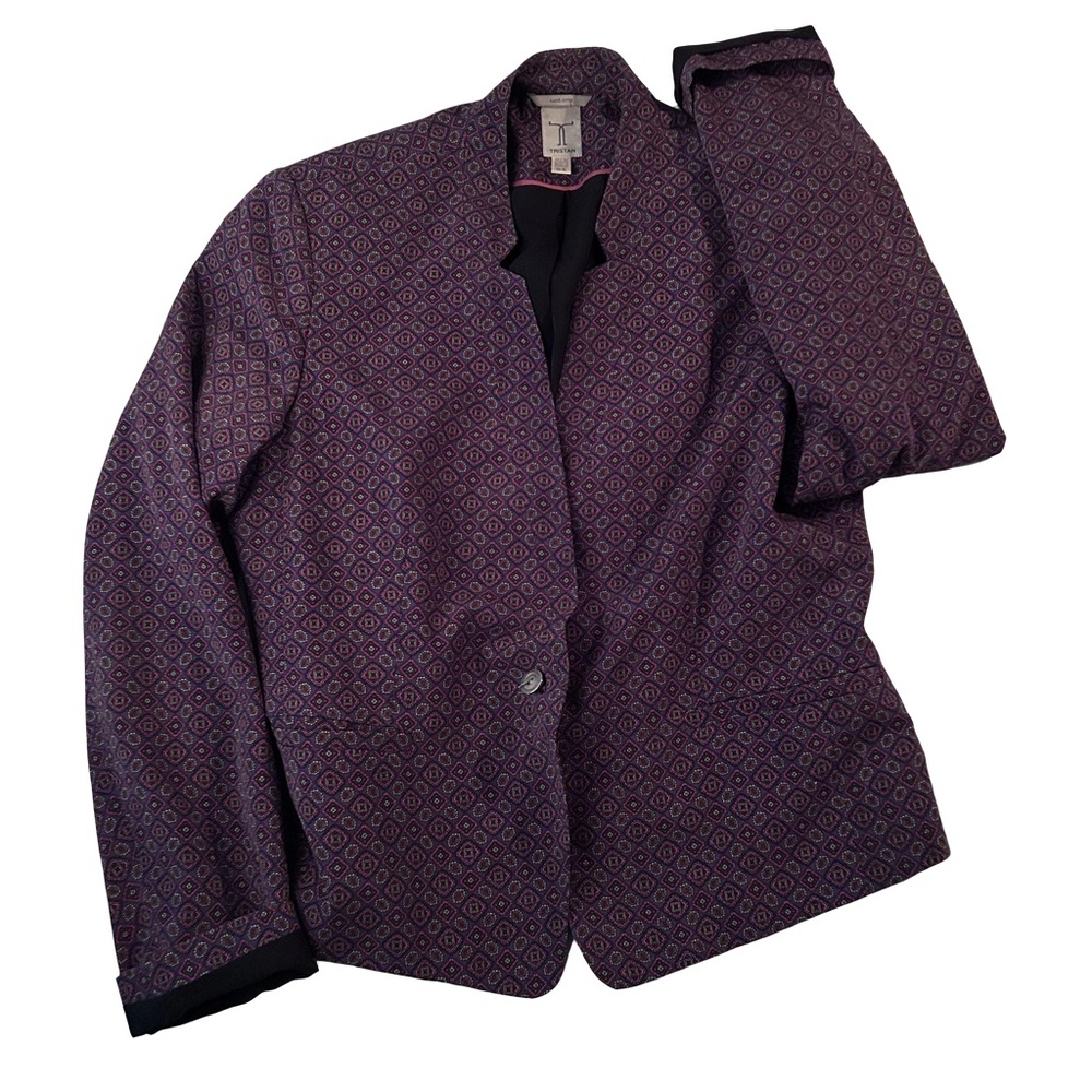 Tristan Purple Patterned Blazer Tuxedo Style